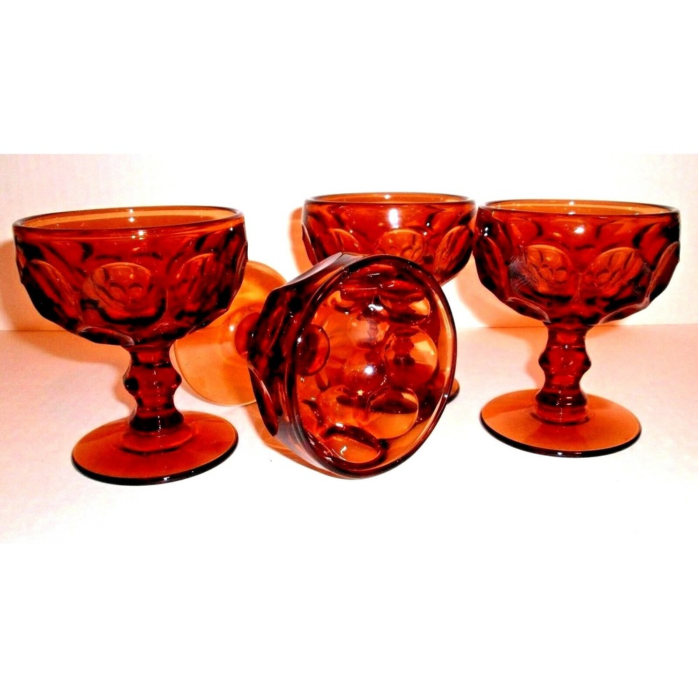 Amber Tall Sherbets Champagnes Imperial Glass Provincial Heisey Mold Set of 4